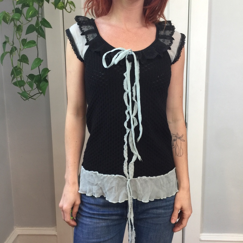 James Coviello Anna Sui Mesh Runway Shirt Top